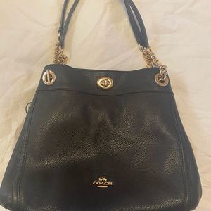Black Leather Coach Handbag